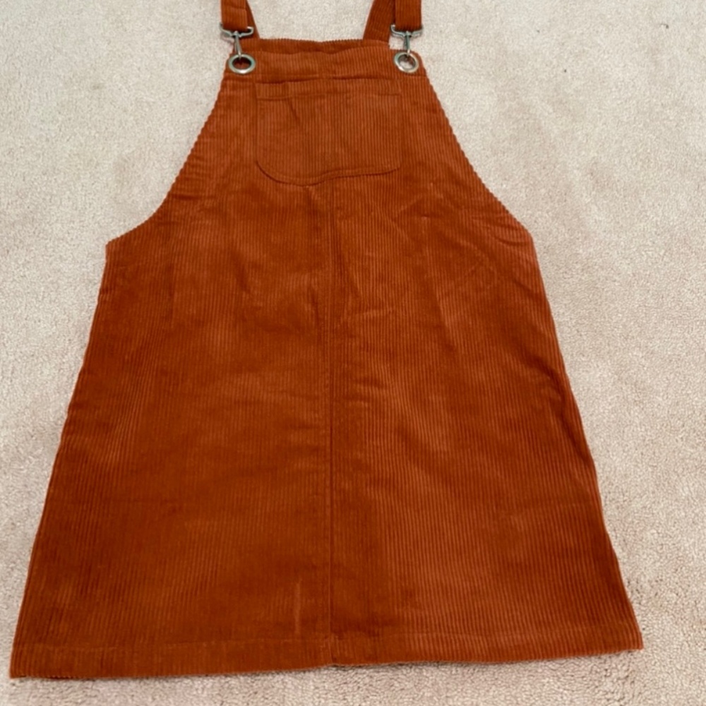 Rust Corduroy Overall Dress